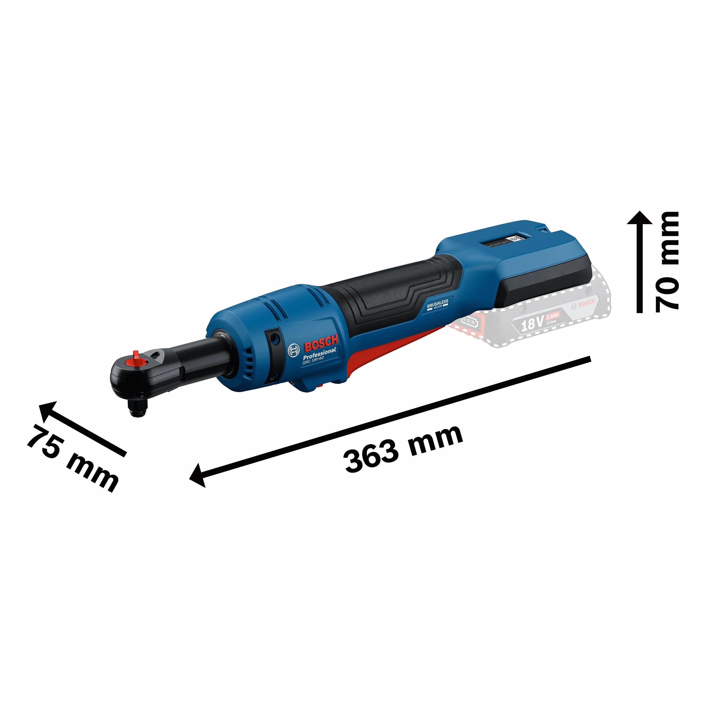 Bosch Professional 18V System Akumulatorowy klucz grzechotkowy GRC 18V-60 (zestaw: walizka L-BOXX)