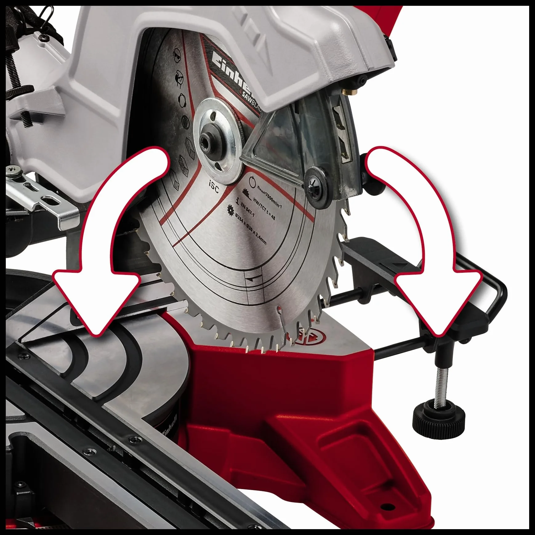 Einhell Pilarka ukośna TE-SM 10 L Dual (2100 W, Ø 254 mm, szerokość cięcia 305 mm, głębokość cięcia 85 mm, laser liniowy, kątowa z łbem dwustronnym)
