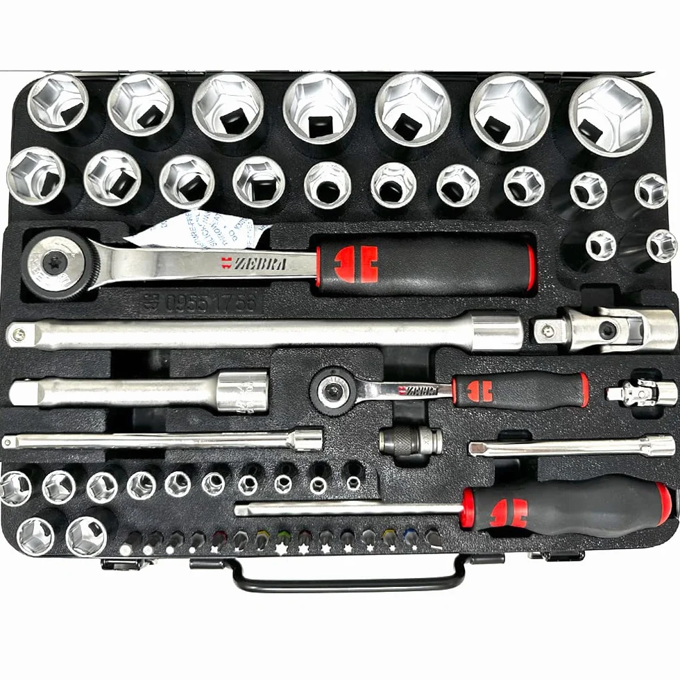 Würth Zebra klucze nasadowe 1/4 + 1/2 cala asortyment 6-kątny 56 części w metalowej kasecie