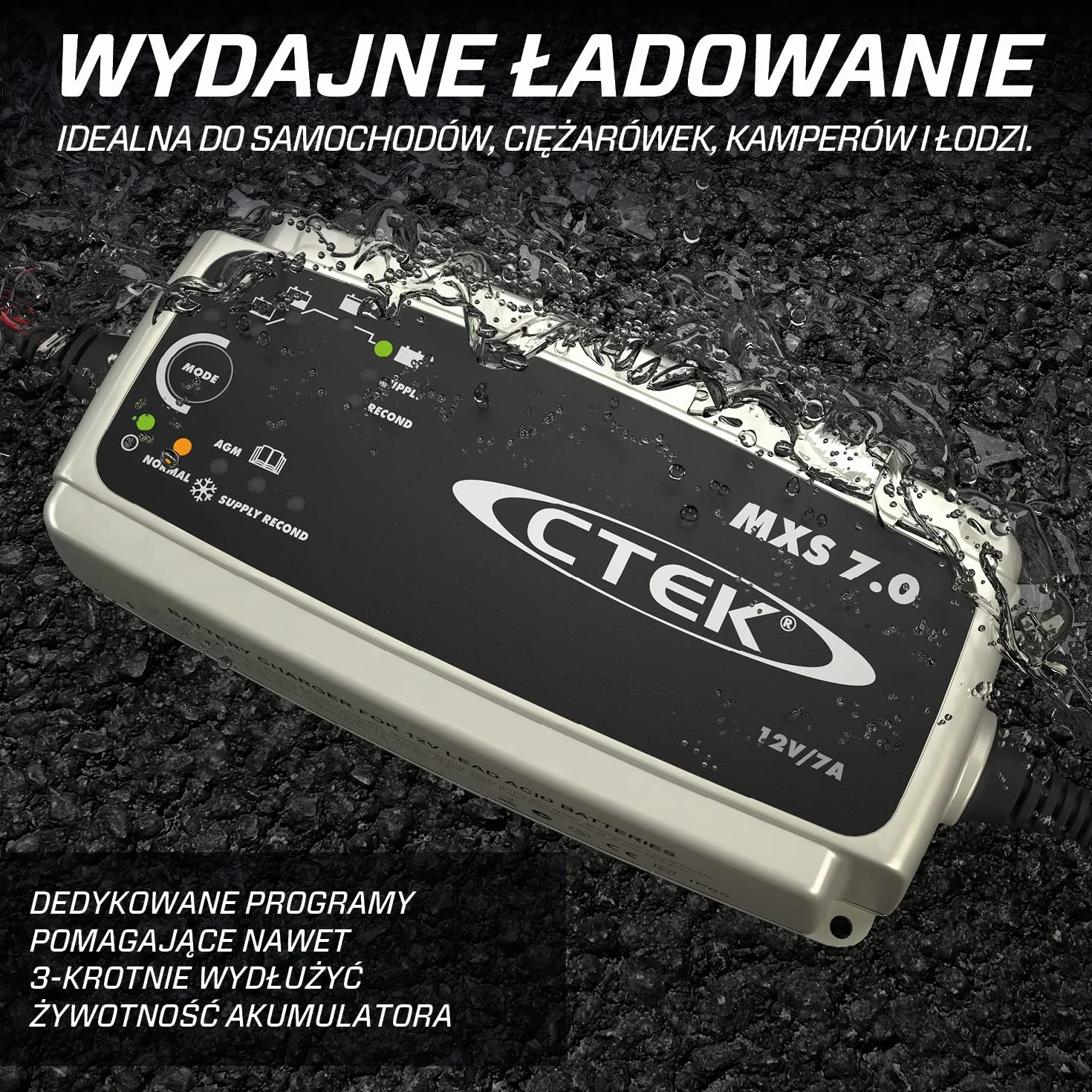 CTEK MXS 7.0, Ładowarka 12V Dla Większych Akumulatorów Samochodowych, Łódź, Ciężarówka, RV I Przyczepa Ładowarka, Odsiarczacz Baterii Z Dostaw I Tryby Regeneracji, Dedykowany Tryb AGM I Program Zimowy