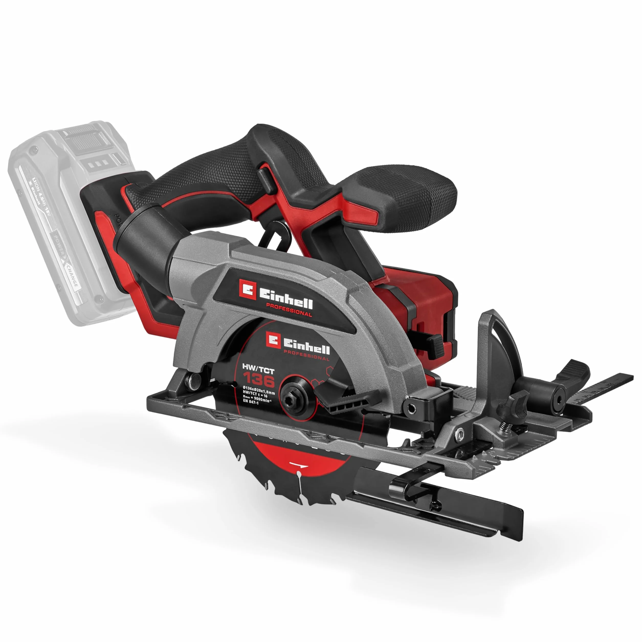 Einhell Profesjonalna akumulatorowa piła tarczowa TP-CS 18/136-C Li BL-Solo Power X-Change (18 V, ostrze Ø 136 mm, silnik bezwęglowy, głębokość cięcia 51 mm, regulacja beznarzędziowa, bez akumulatora)
