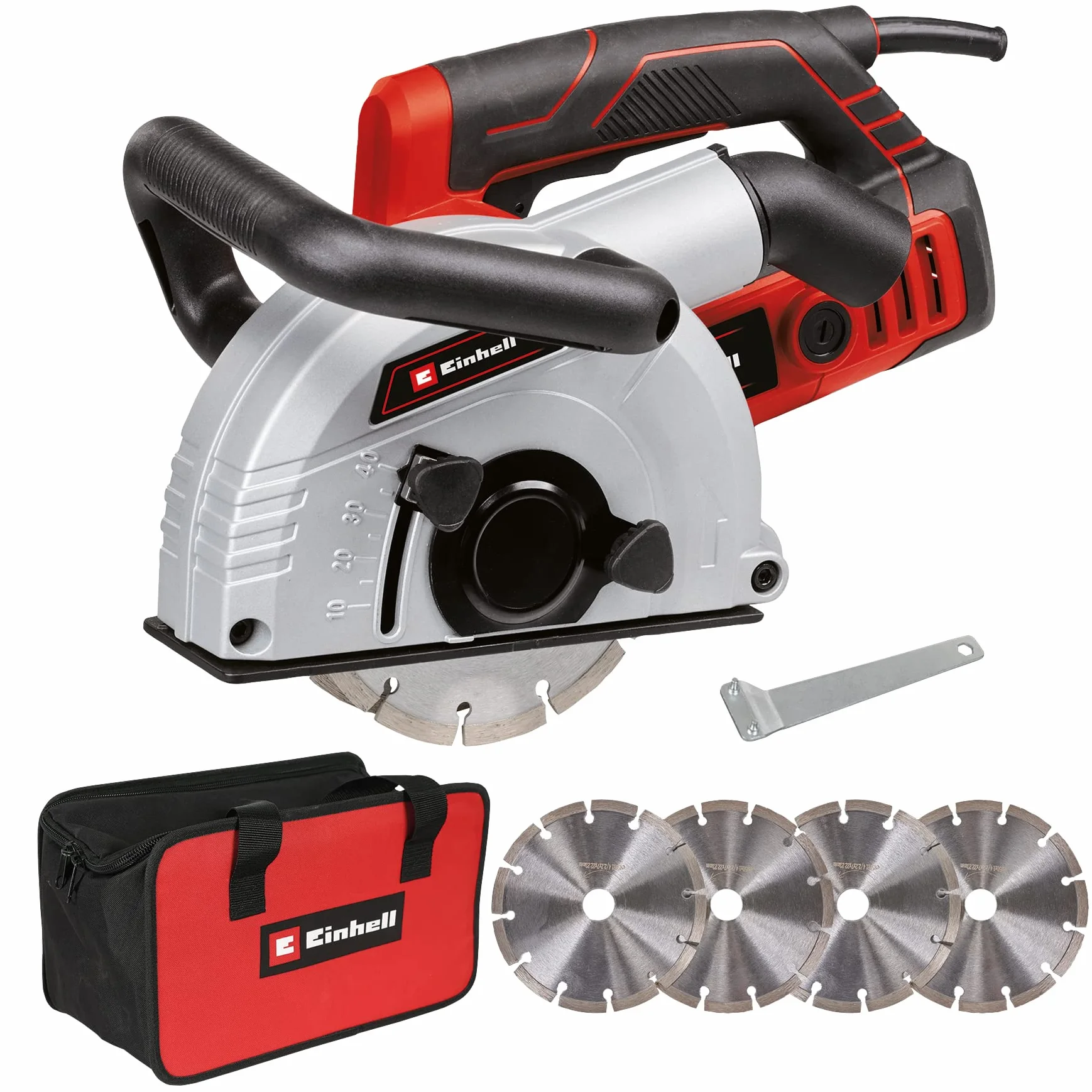 Einhell Bruzdownica TE-MA 1700 (1700 W, regulacja szerokości cięcia do 38 mm, głębokość cięcia do 40 mm, łagodny start, zabezpieczenie przed przeciążeniem, w tym 4 ostrza diamentowe)