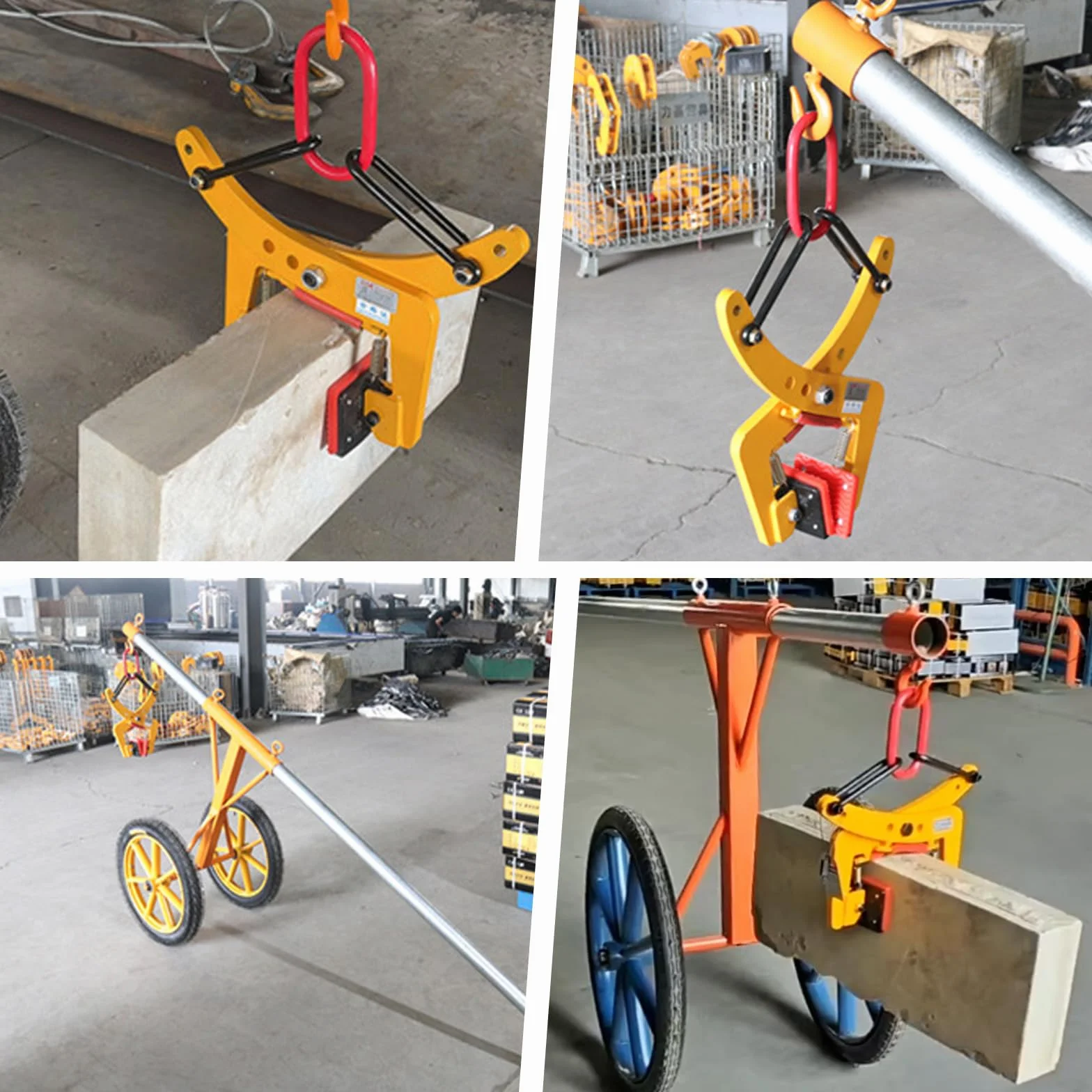 280 kg, szczypce do krawężnika – regulowany otwór 8-30 cm, pionowe zaciski podnoszące do podnoszenia i transportu, wspornik krawężnika, wspornik bruku, wykopywacz kamieni, szczypce do podnoszenia