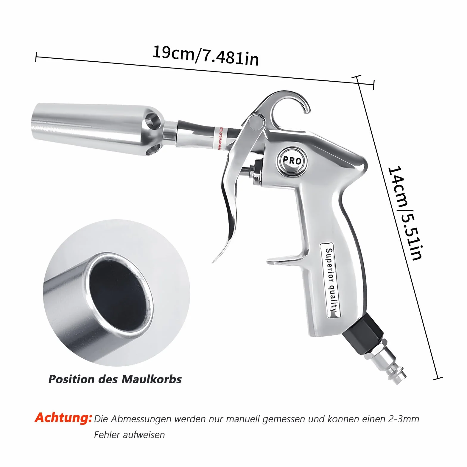 Pistolet na sprężone powietrze do szybkiego suszenia i pneumatycznego – pistolet do wydmuchiwania sprężonego powietrza z aluminiową obudową, w zestawie adapter do pistoletu do wydmuchiwania