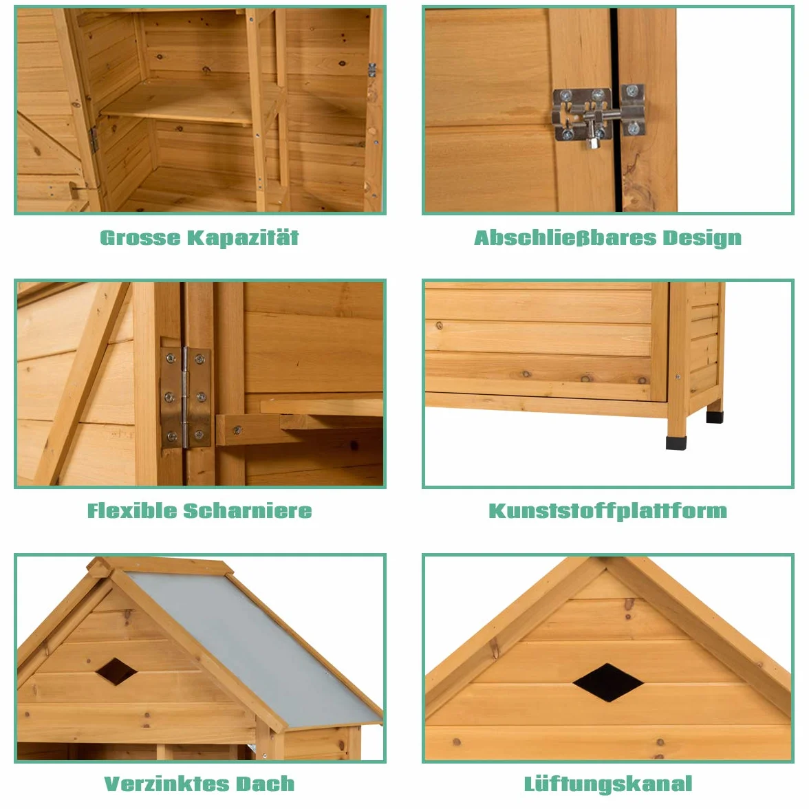 COSTWAY Szafka ogrodowa z drewna odporna na warunki atmosferyczne z 4 półkami 80 x 45 x 177 cm