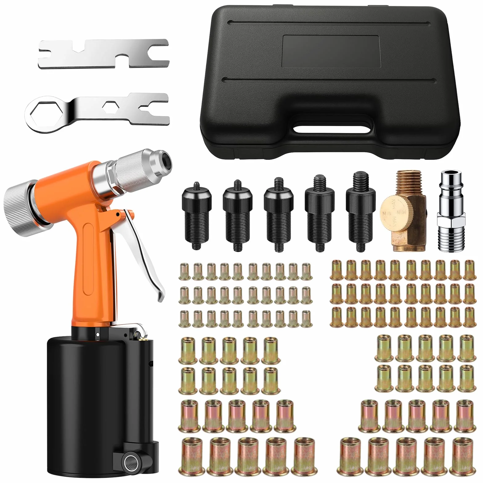 Pneumatyczny pistolet do nakrętek Proster Heavy Duty Pneumatyczny zestaw do regulacji nakrętek ze stali nierdzewnej 100 szt. M4 M5 M6 M8 M10