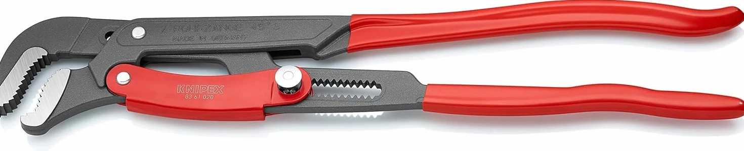 KNIPEX Klucz nastawny do rur ze szczękami typu S z przyciskiem szybkiej regulacji Malowane proszkowo, szare z tworzywa sztucznego, 83 61 020