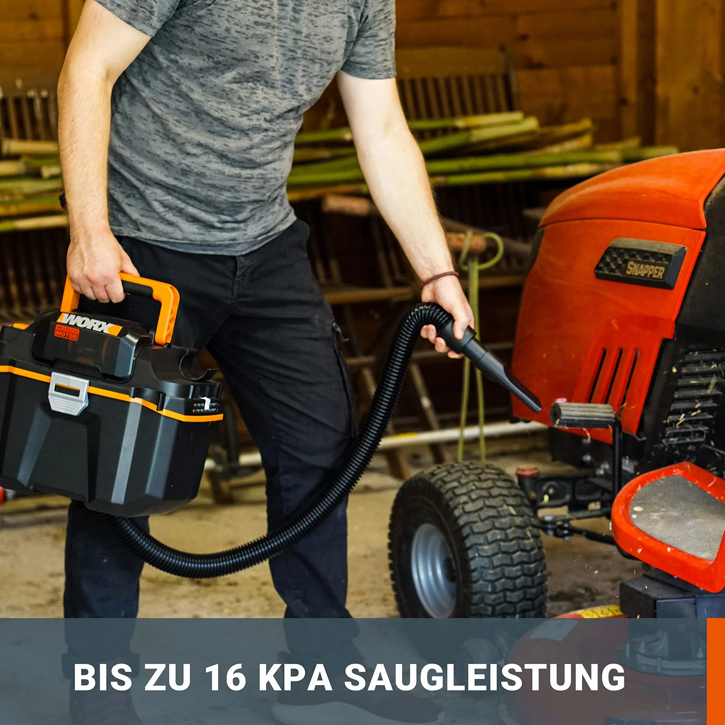 WORX WX031.9 Akumulatorowy odkurzacz do pracy na mokro i na sucho - przenośny i poręczny - 20 V - z dyszą szczelinową i szerokostrą końcówką - bez akumulatora i ładowarki, Czarny/Pomarańczowy