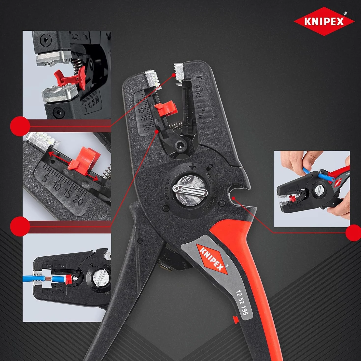 KNIPEX PreciStrip16 Szczypce automatyczne do ściągania izolacji 190 mm, 12 52 195