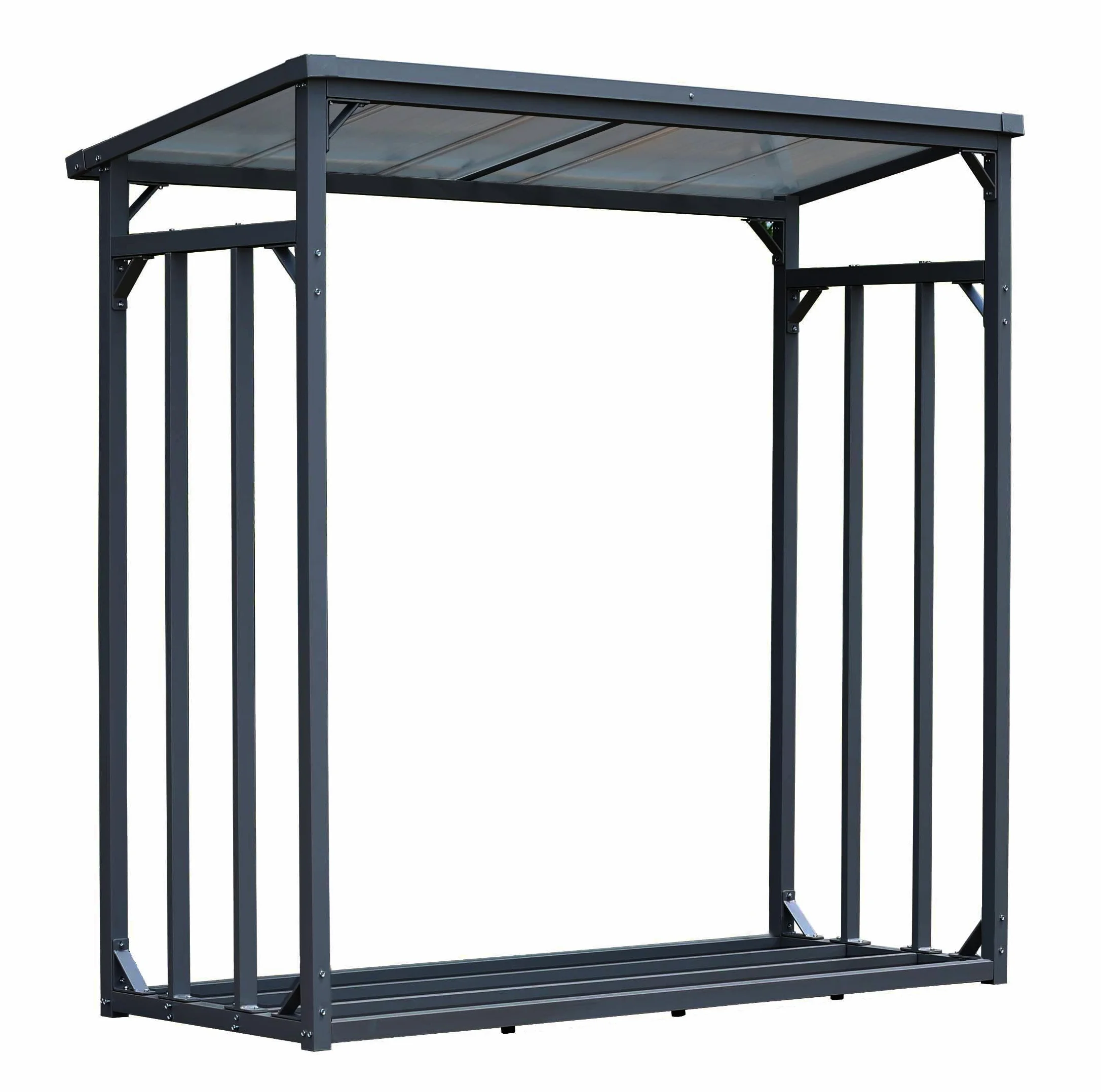 QUICK STAR Metalowy regał na drewno kominkowe antracyt XXL 185 x 70 x 185 cm, stojak na drewno opałowe do ogrodu, 2,3 m³, magazyn drewna kominkowego, pomoc do układania drewna na zewnątrz.
