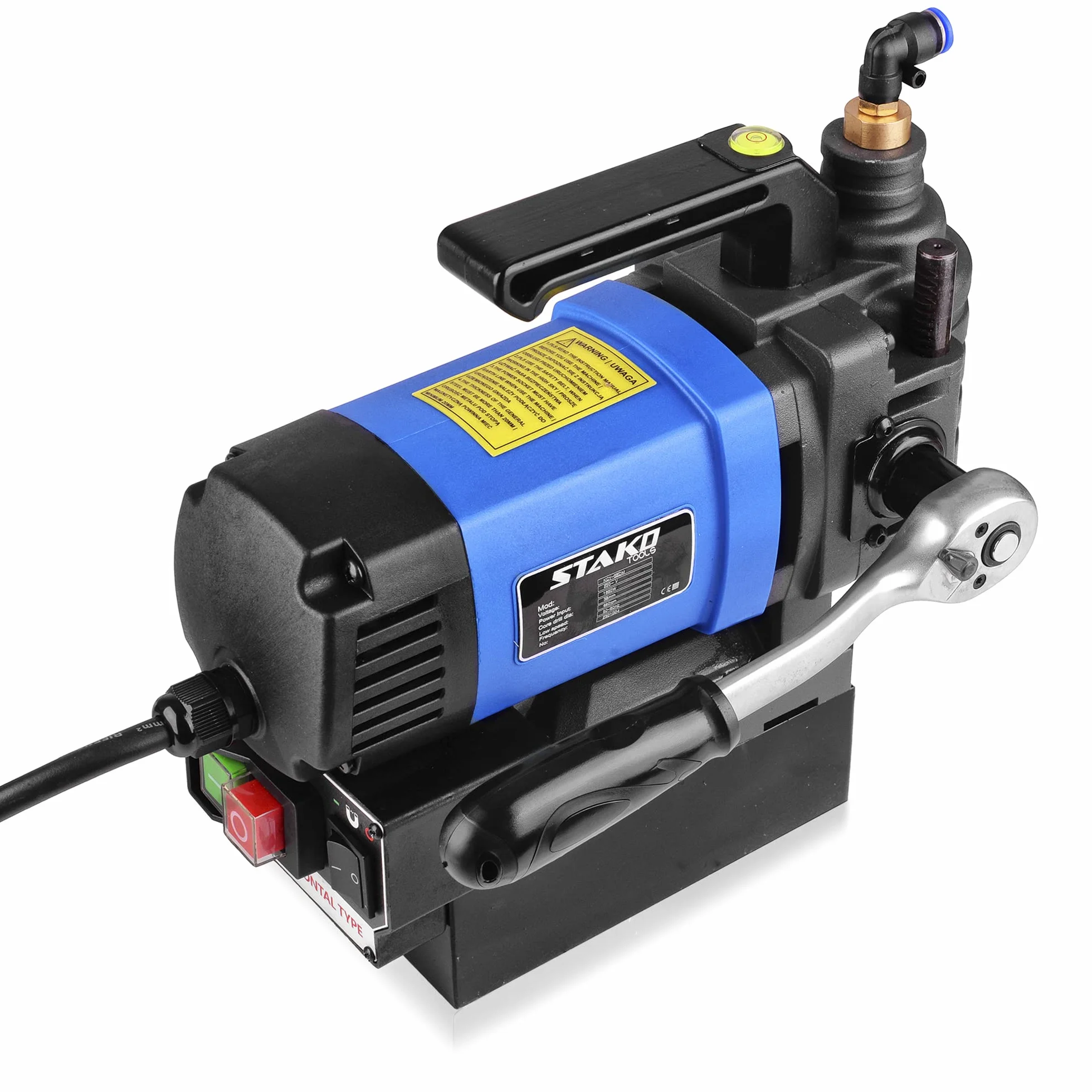 STAKO Wiertarka Magnetyczna Niskoprofilowa KCY-38DM – Mała, Lekka 8 kg – 1650 W – Siła Magnetyczna 14500 N – Uchwyt Mocujący Frezy Weldon 19 mm – Przenośna Magnesówka do Obróbki Metalu