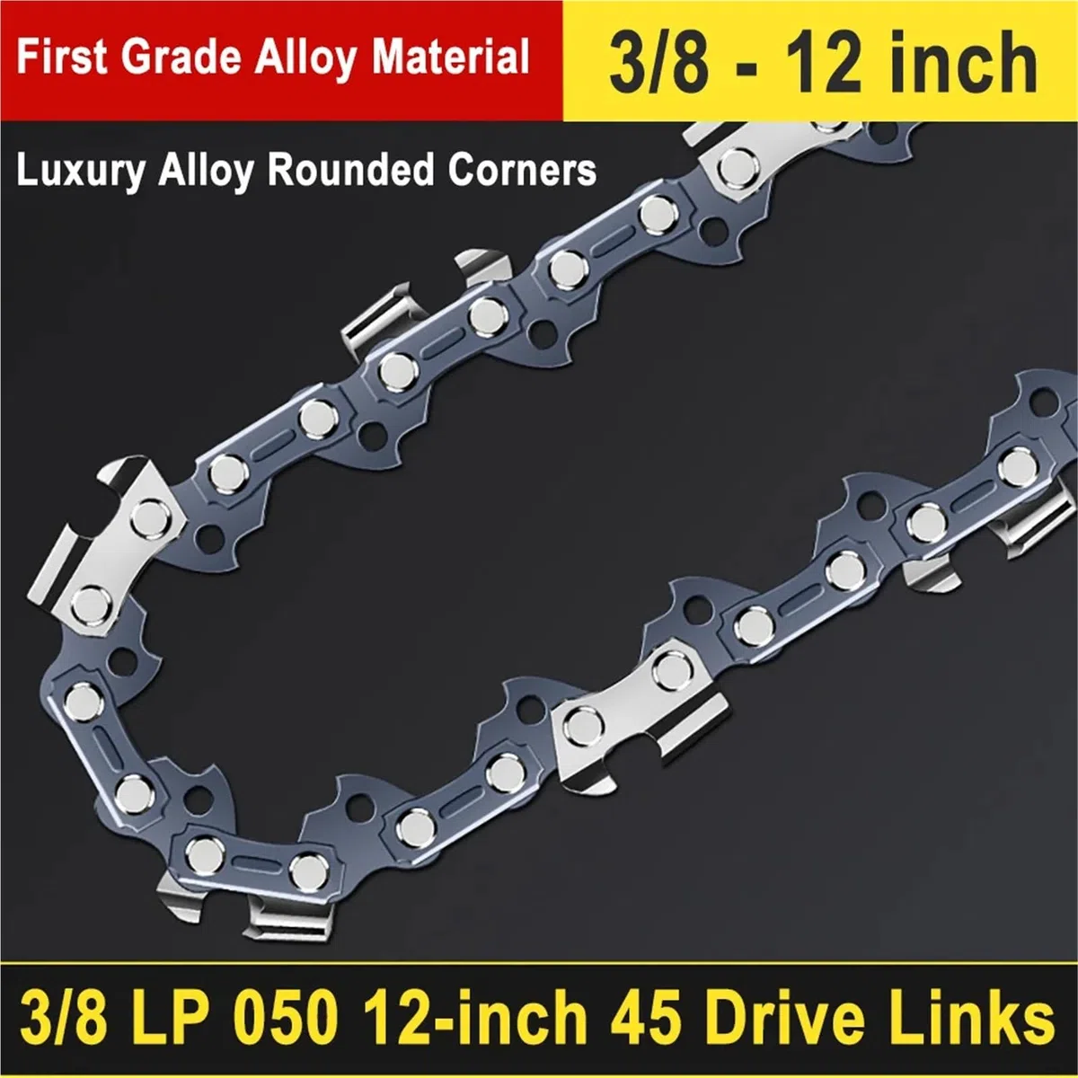 12 Inch 3/8"LP 0.050" Chainsaw Chain 45 Drive Link Portable Electric Saw Chainsaw Logging Saw Blade(12-inch Set4)