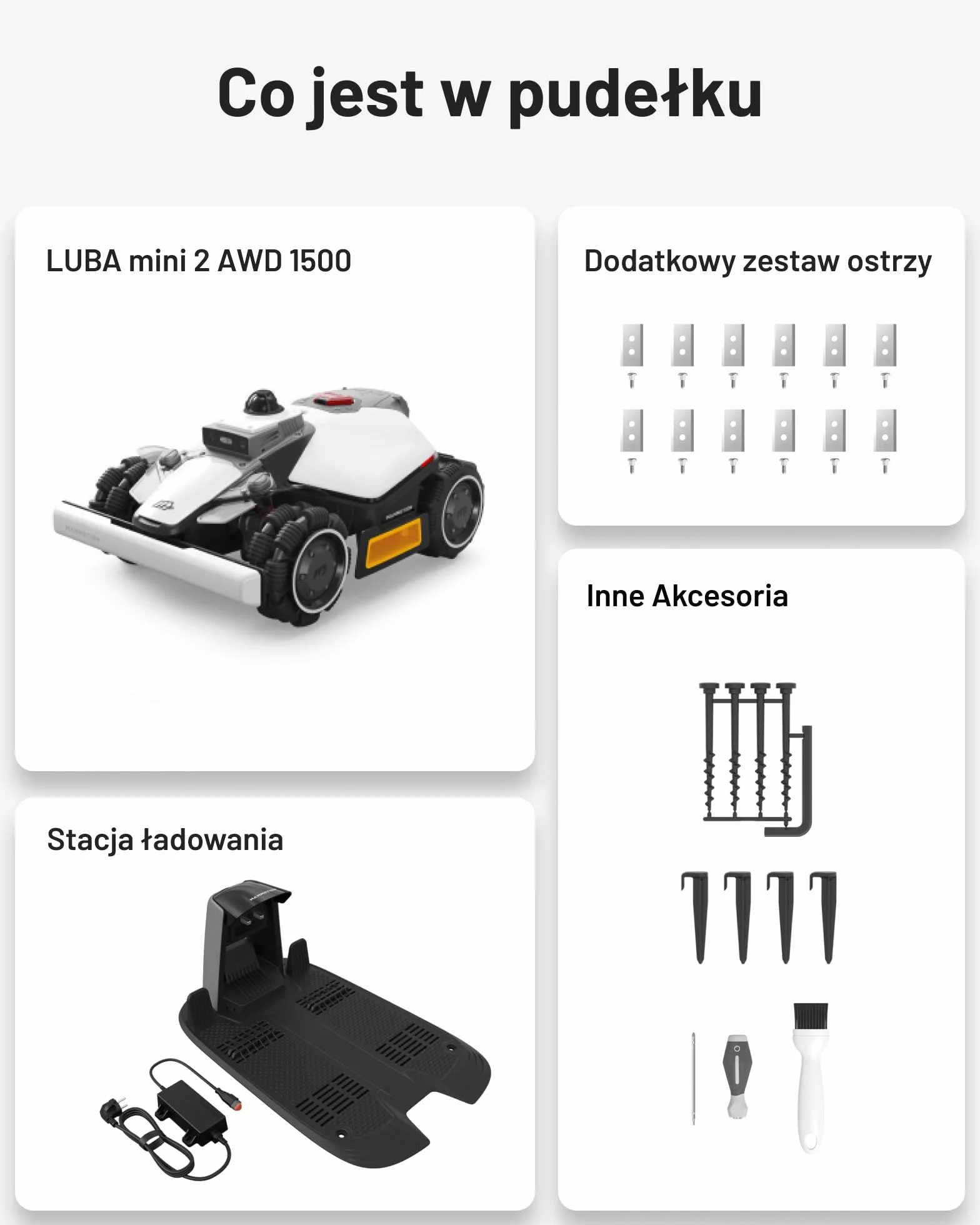 MAMMOTION LUBA mini 2 AWD 1500 Robot Koszący bez Przewodu Obwodowego LiDAR 360° Podwójna Kamera AI Vision Podwójne Tarcze Tnące Auto Regulacja Wysokości Nachylenie 80%