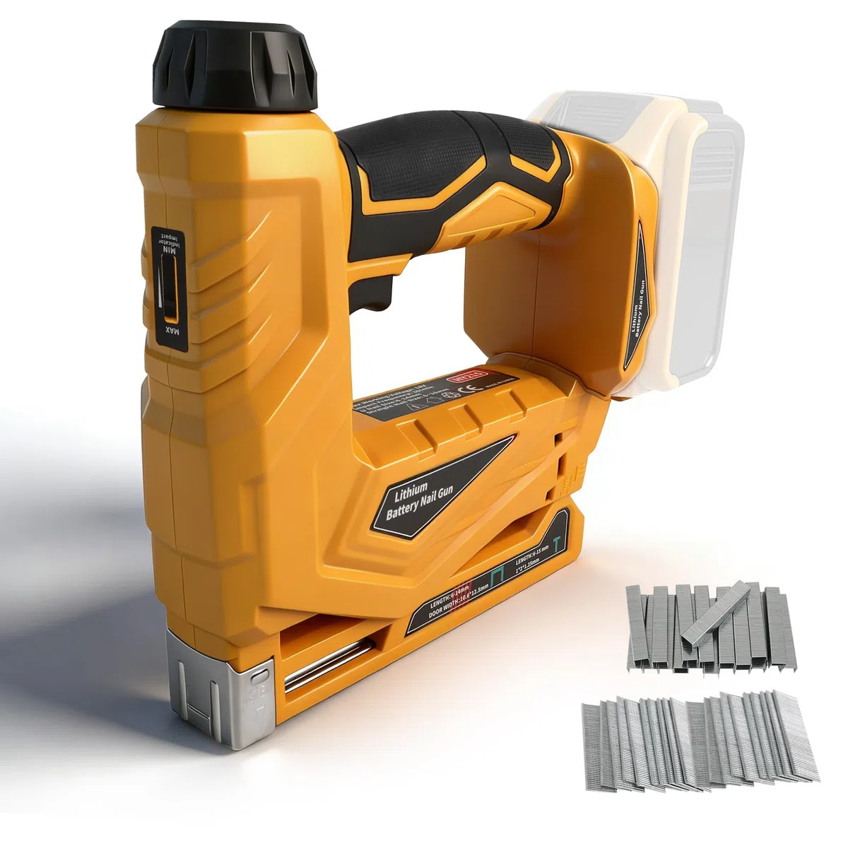 Akumulatorowa gwoździarka Brad kompatybilna z akumulatorami DEWALT 18 V/20 V, elektryczny pistolet 2 w 1 z pokrętłem regulacji głębokości, 2 trybami wypalania i 2000 gwoździami, do samodzielnej