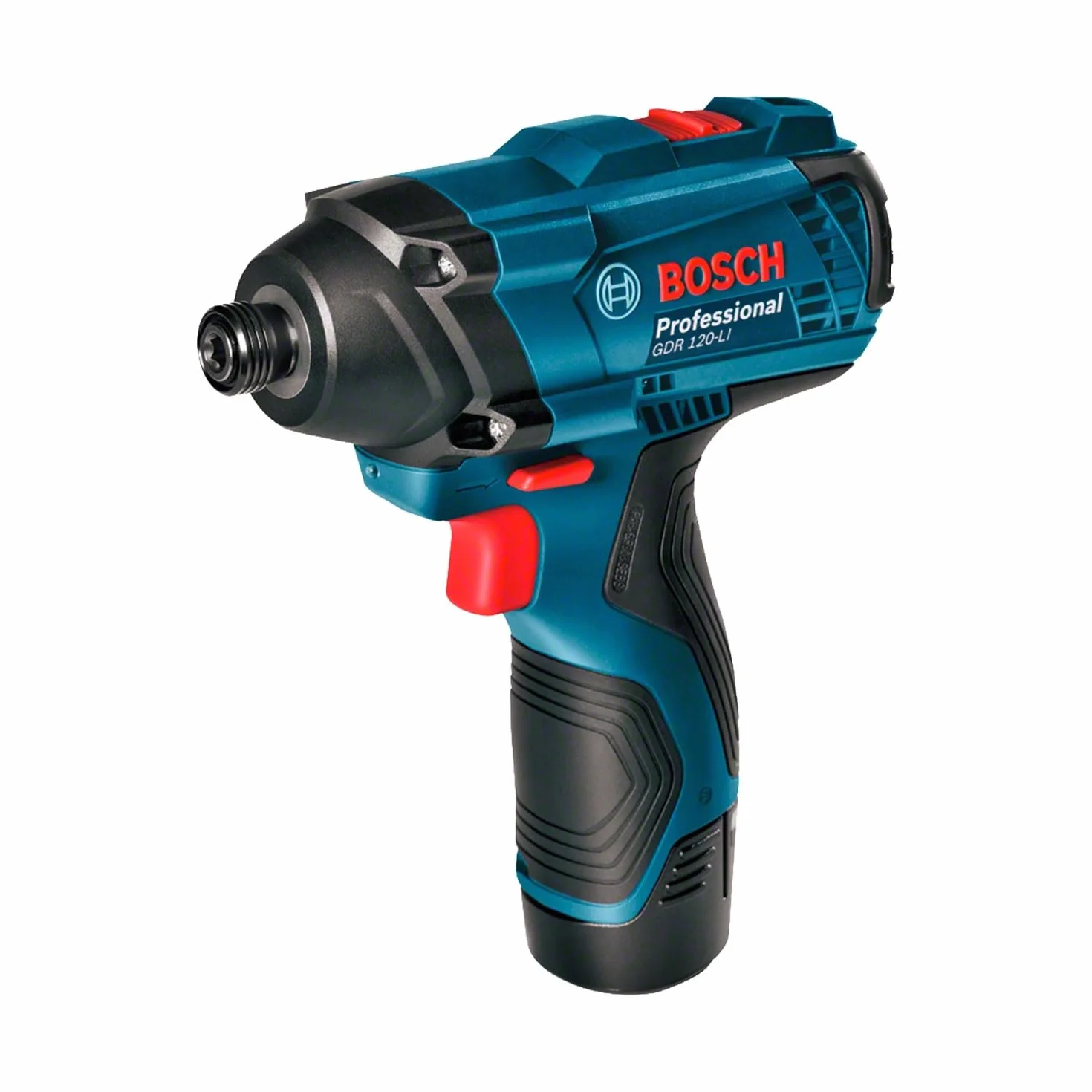 Bosch Professional system 12V: akumulatorowy klucz udarowy GDR 120-LI (2 akumulatory GBA 12V 2.0Ah, ładowarka GAL 12V-20, walizka)