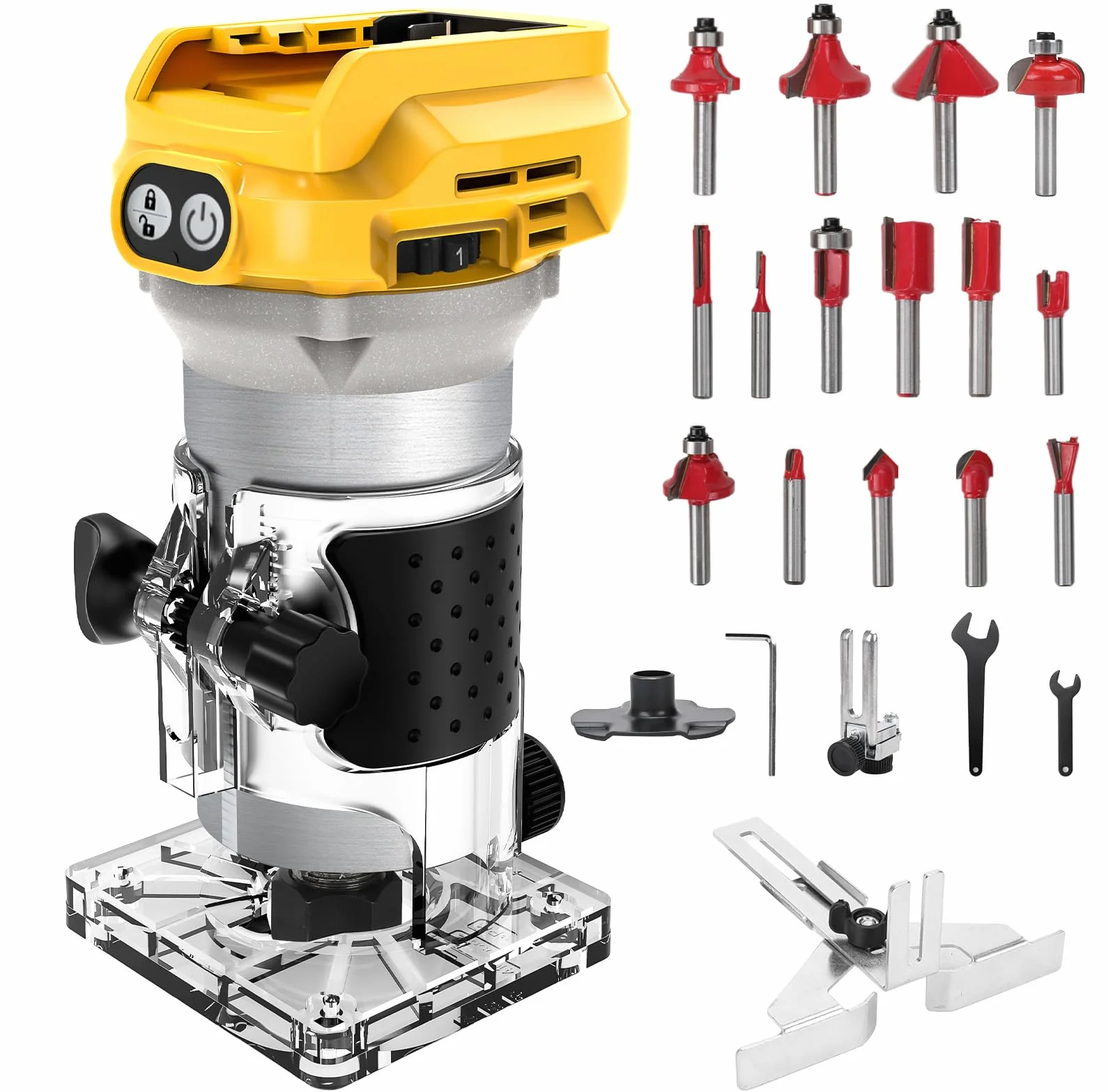 Akumulator kompatybilny z frezarką Dewalt 20V 800W 15 sztuk frezów 1/4 cala