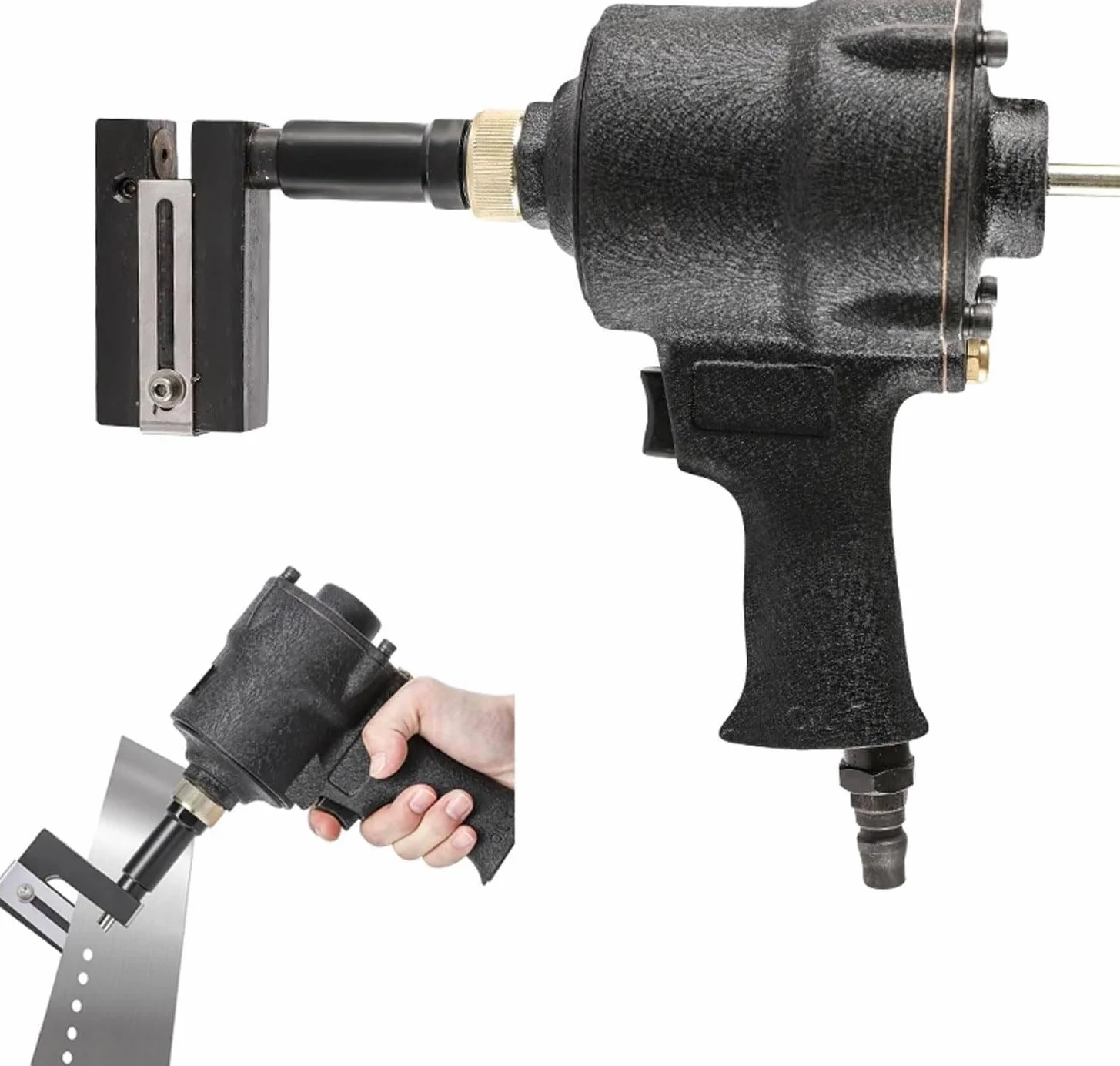 Dziurkacz pneumatyczny, pistolet do dziurkowania blachy przemysłowej, otwieracz do otworów w blasze Przemysłowe dziurkowanie w blasze z obrotem o 360°, dziurkacz pneumatyczny (Material : 3.2MM)