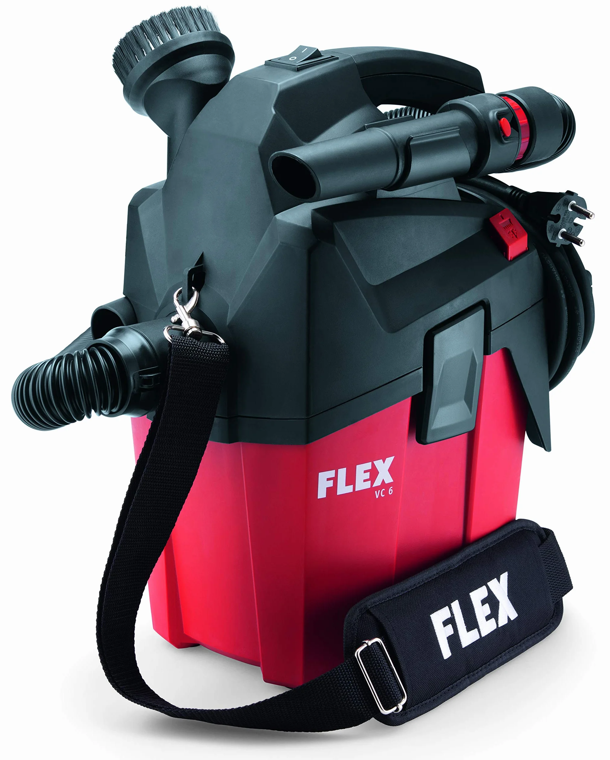 Flex Odkurzacz warsztatowy VC 6 L MC (1200 W, kompaktowy odkurzacz na sucho z paskiem do noszenia, pojemnik 6 l, odkurzacz z akcesoriami) 481513
