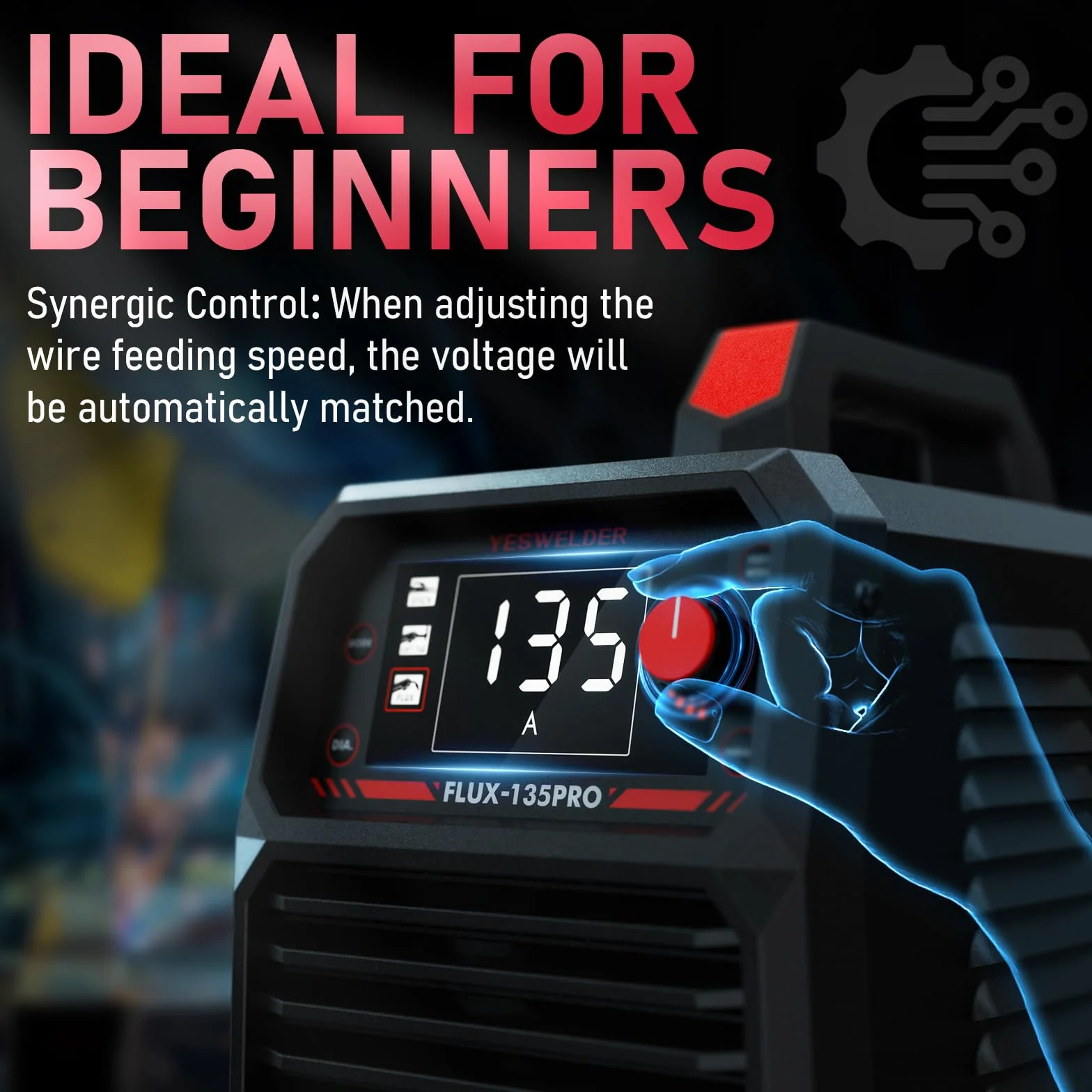 YESWELDER 135A MIG Spawarka bez Gazu 230V Flux 3 w 1 MIG/Lift TIG/Stick Inverter