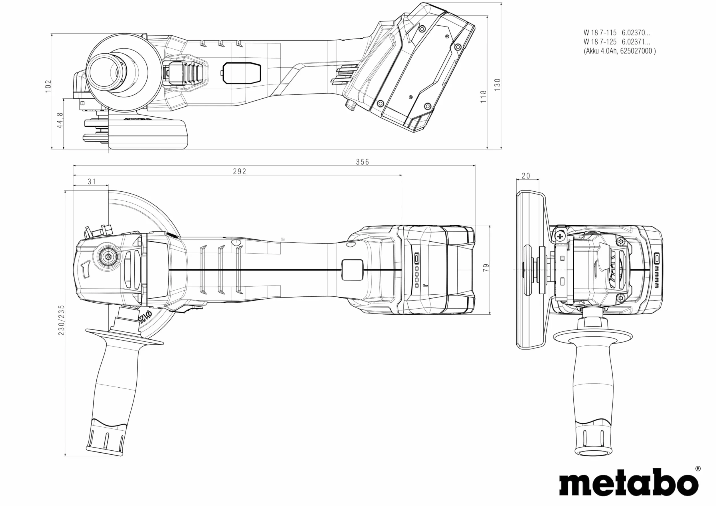 metabo Szlifierka kątowa akumulatorowa W 18 7-125 – 18V, 125mm, 8500obr./min – zabezpieczenie przed przeciążeniem, łagodny rozruch, wydajna i wytrzymała szlifierka kątowa do wszechstronnych zastosowań
