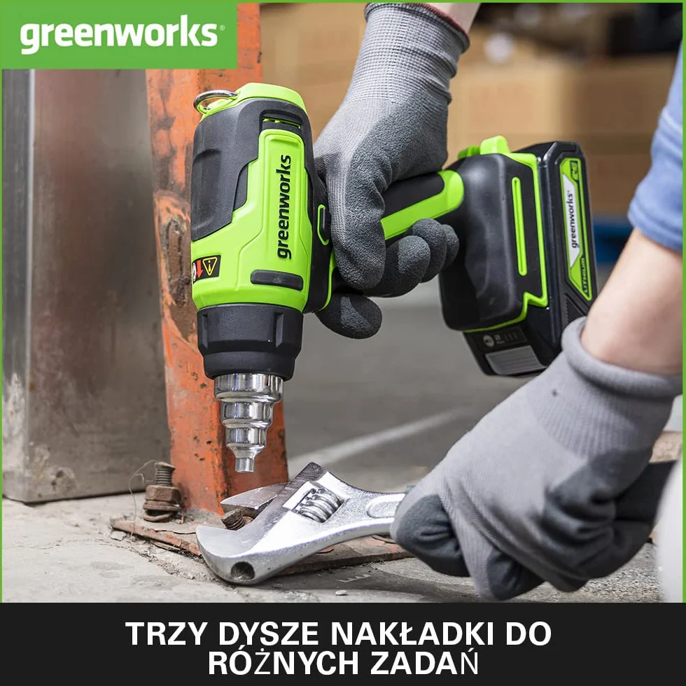 Greenworks G24HG Opalarka na Baterię, Szybkie Nagrzewanie w 9 Sekund, 200 l/min 2 Prędkości Wentylatora, BEZ Baterii 24V i Ładowarki