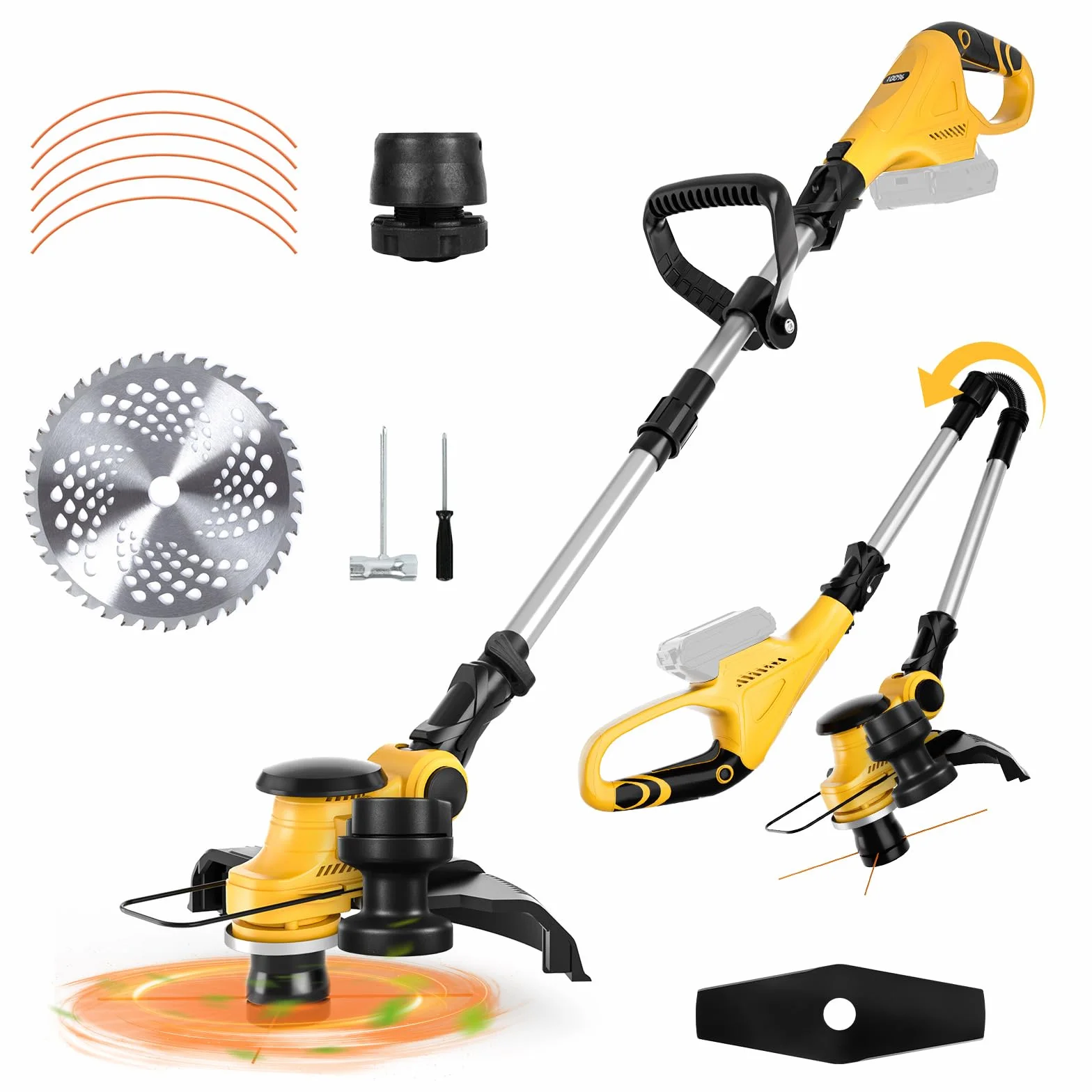 Podkaszarka do trawy kompatybilna z akumulatorem Dewalt 20 V, składana podkaszarka 3 w 1, z silnikiem bezszczotkowym, szerokość cięcia 30 cm, wskaźnik stanu baterii, elektryczna kosiarka do trawy