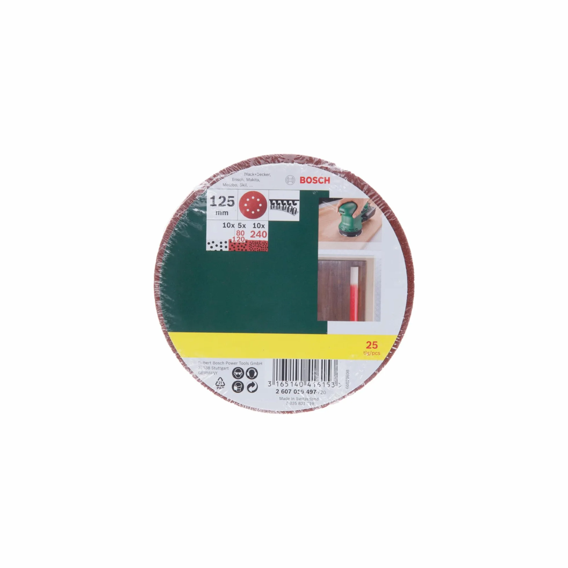 Bosch Zestaw papierów ściernych 25 sztuk. Średnica 125mm
