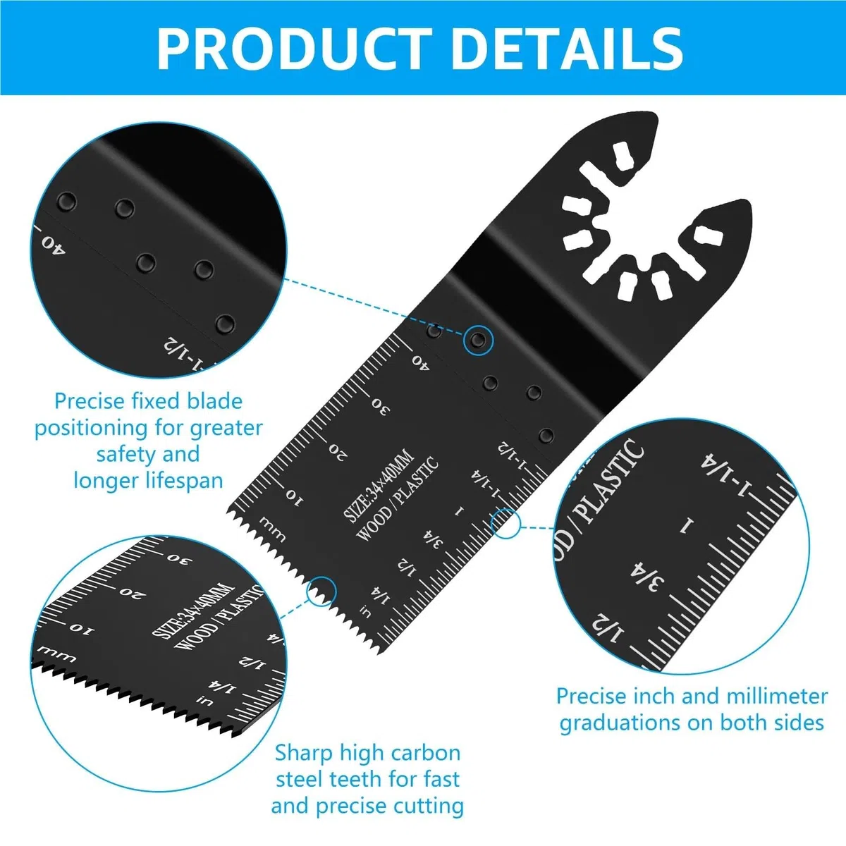 94/72Pcs Multi Cutter Blade Oscillating Blade Quick Change Multi Saw Blade With Sandpaper Metal Wood Cutting Tool(94pcs)