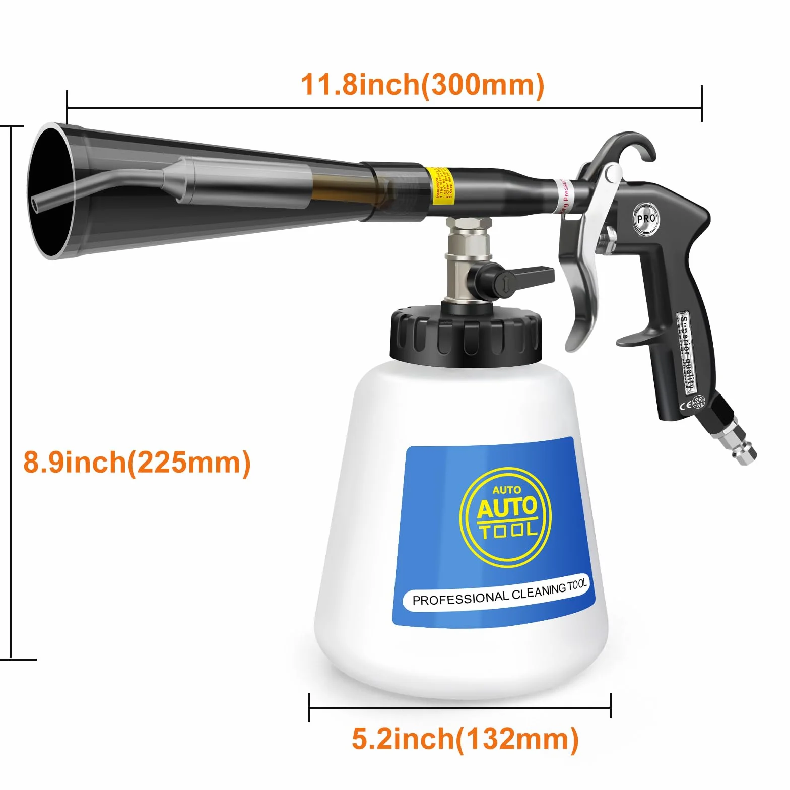 Pistolet do czyszczenia sprężonego powietrza, metalowa rura spustowa, efektywny pistolet na sprężone powietrze ze zbiornikiem na wodę o pojemności 1 l i 2 dyszami do samochodów, warsztatów i