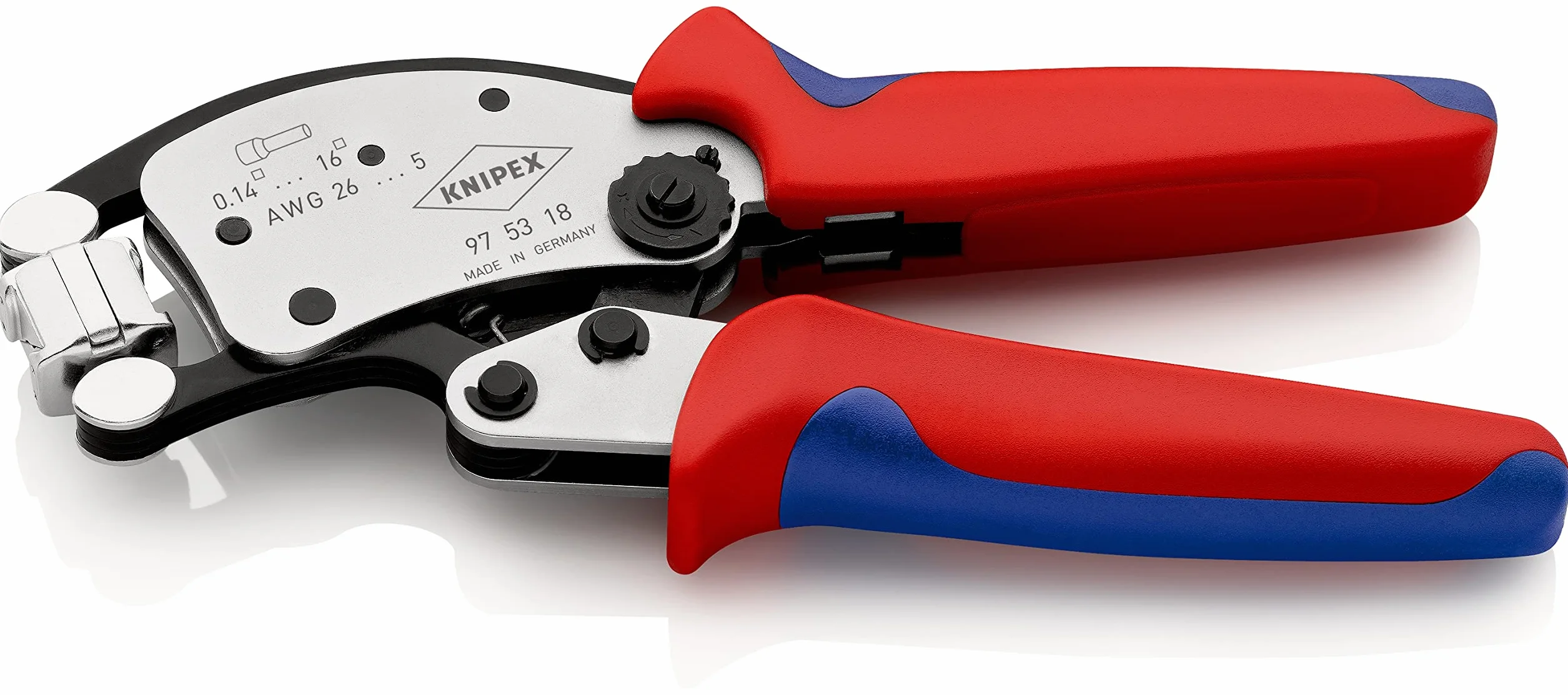 KNIPEX Twistor16 Samonastawne szczypce do zagniatania tulejek kablowych z głowicą obrotową 97 53 18 SB