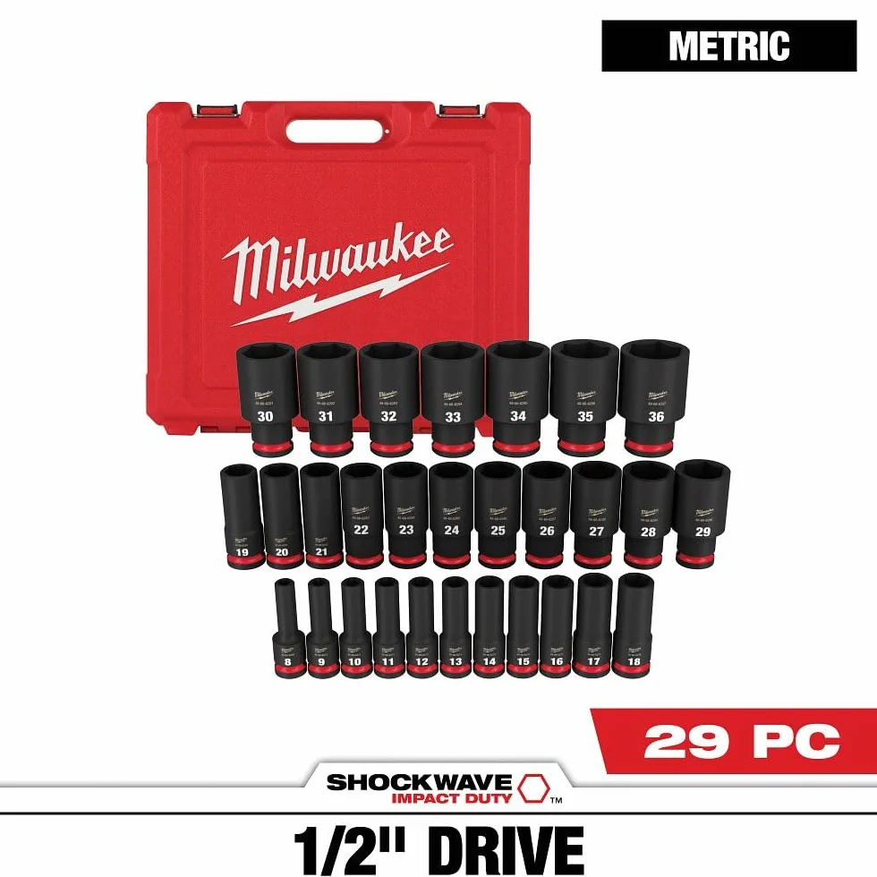 Zestaw 29 kluczy nasadowych metrycznych 6-punktowych Shockwave Impact Duty™ 1/2" Drive 49-66-7015