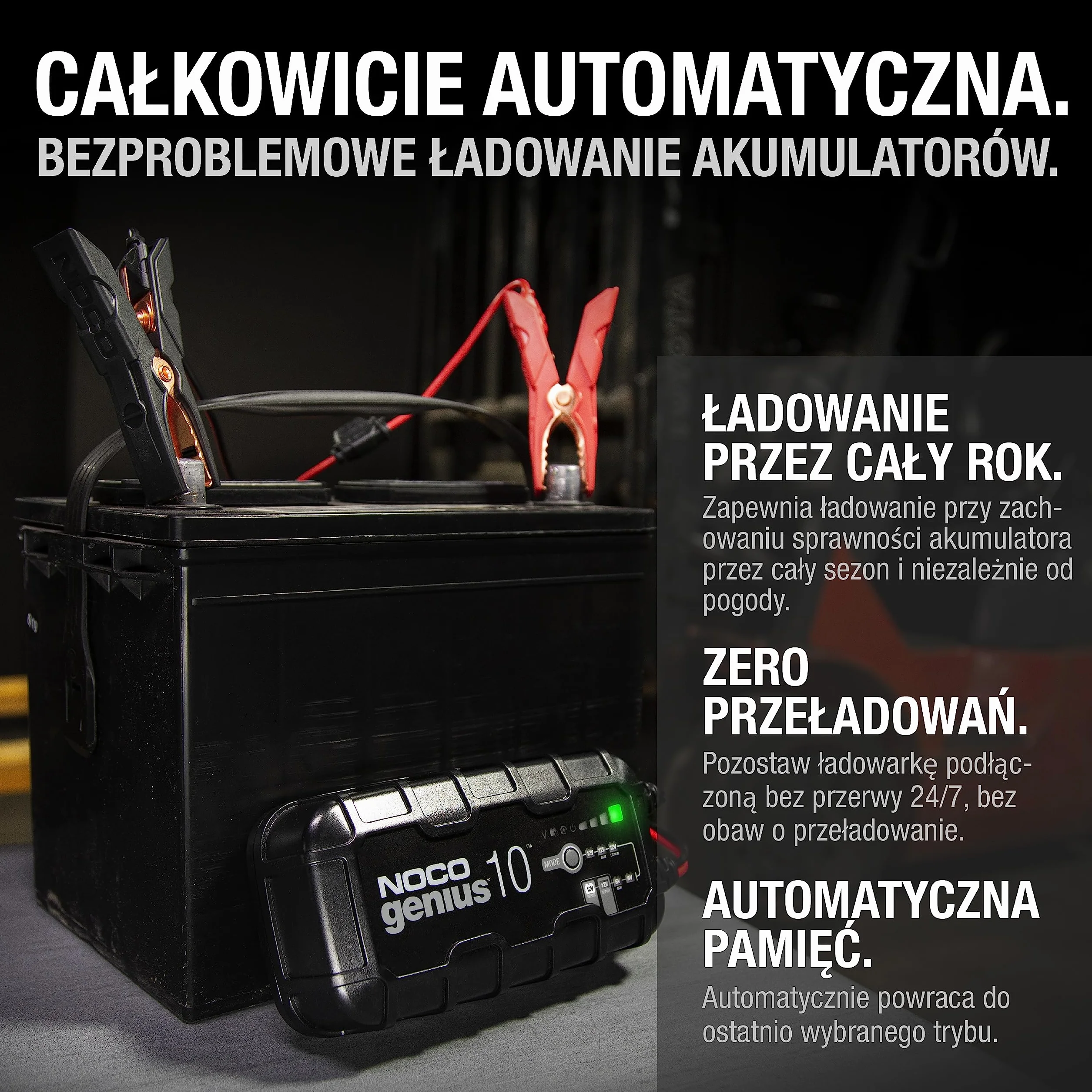 NOCO GENIUS10EU Inteligentna Ładowarka 10 A do Akumulatorów 6 V 12 V z Kompensacją Temperaturową
