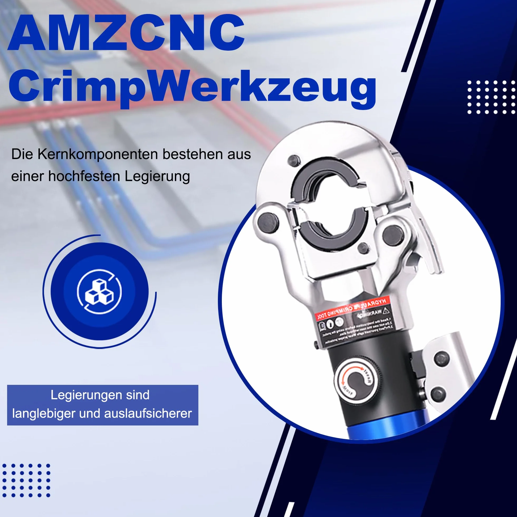 AMZCNC Profesjonalne szczypce zaciskowe z konturem G 16-20-26-32, zestaw narzędzi zaciskowych HPZ z głowicą obracającą się o 360°, do rur kompozytowych z łącznikami o konturze G, wkładki szczękowe G