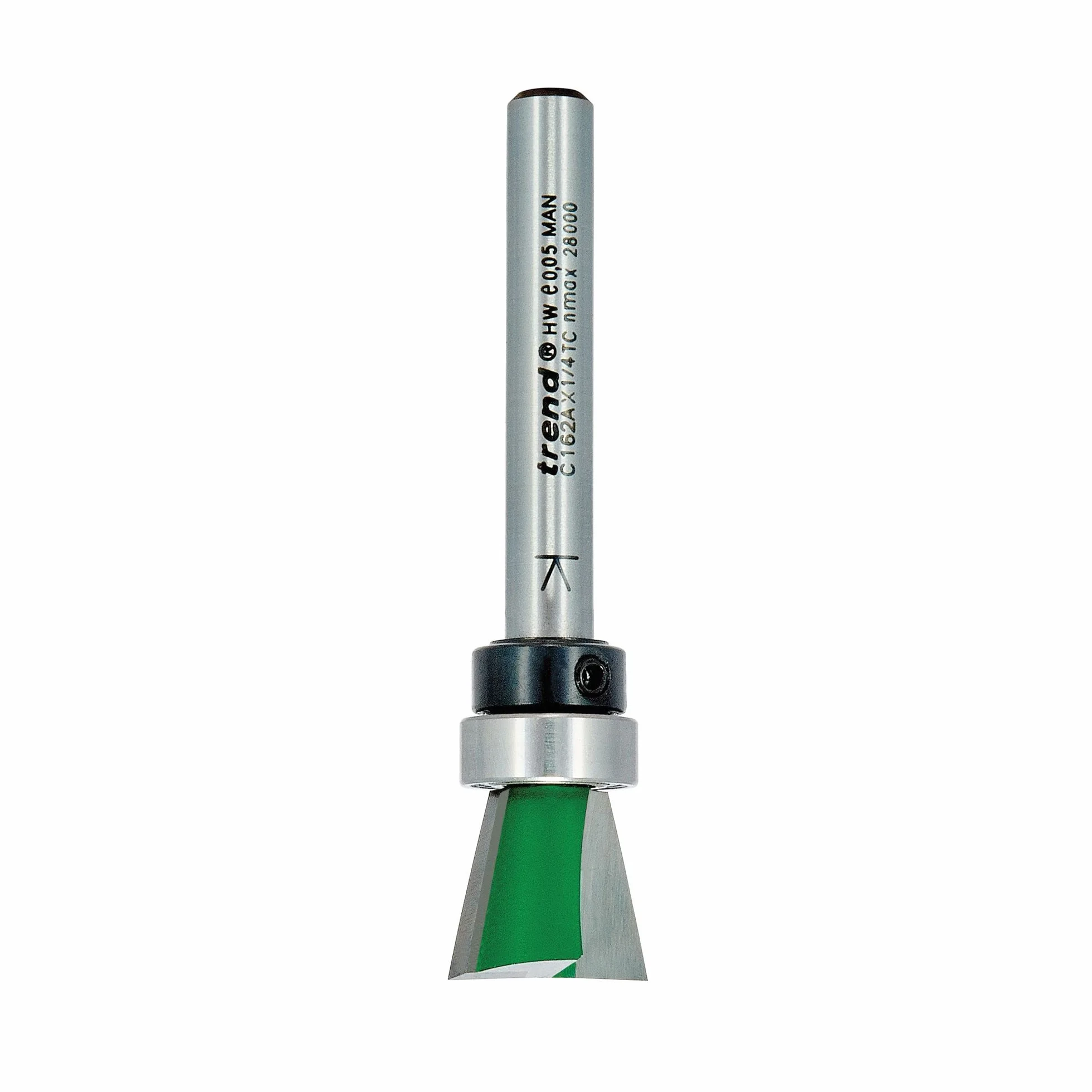 Trend CraftPro frez do połączeń jaskółczych do frezarki górnowrzecionowej, trzpień 1/4 cala, średnica cięcia 15 mm i kąt 104 stopnie, węglik spiekany (TCT), CC162AX1/4TC