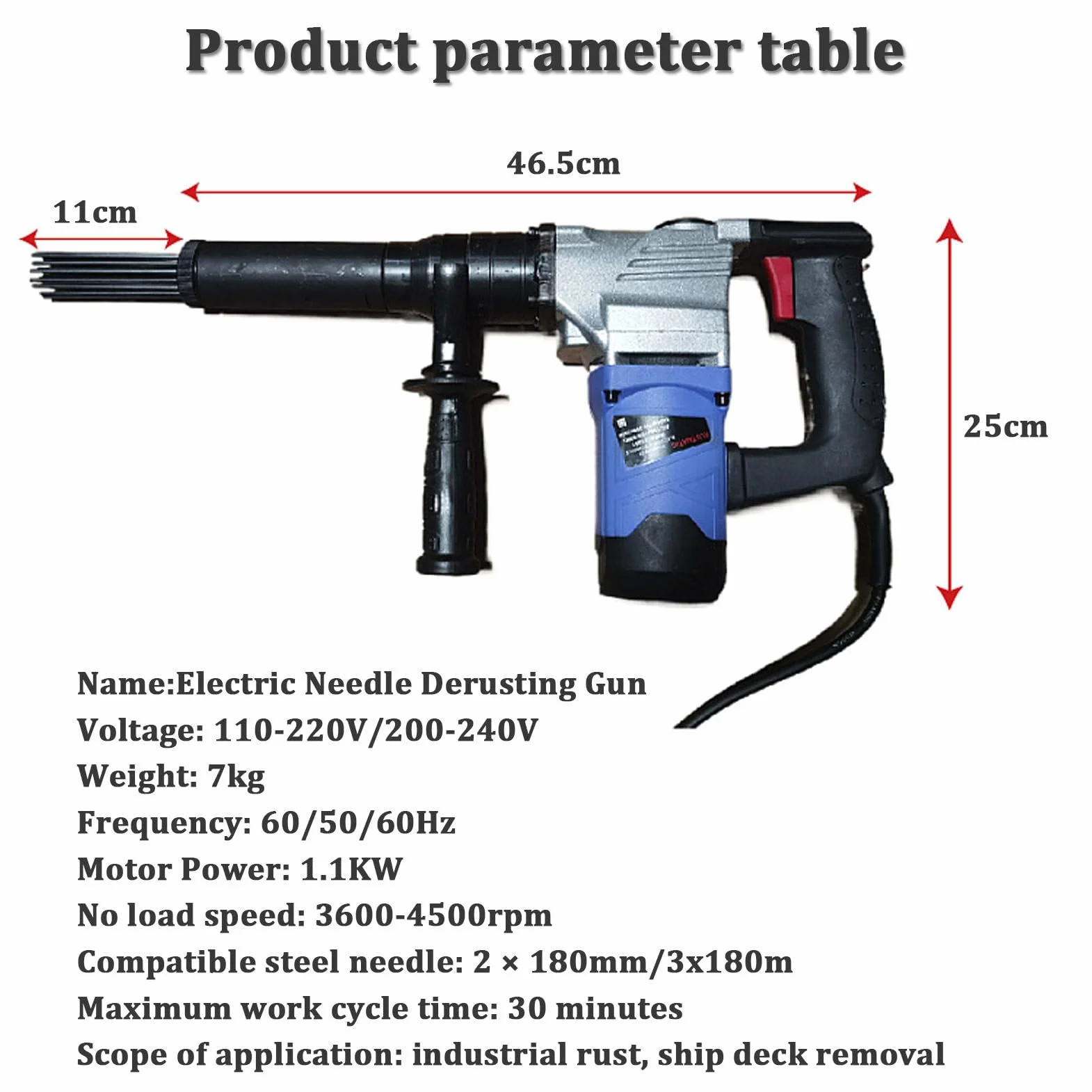Ręczny elektryczny skaler igły, pneumatyczne pneumatyczne pistolet o 1100 W igła typ igły rdzeniowe rdzeniowe wyczerpanie pistoletu spawalnia maszyna czyszcząca Cleaning