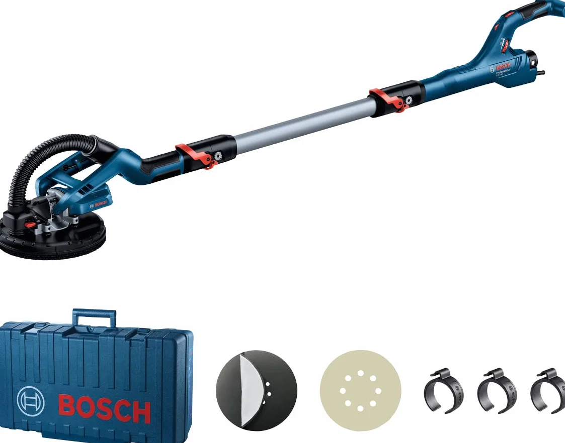 Bosch Professional: szlifierka do gipsu „Żyrafa” GTR 550 (550 W, 1 zestaw talerzy szlifierskich, 1 papier ścierny, 3 zaciski kablowe, walizka)