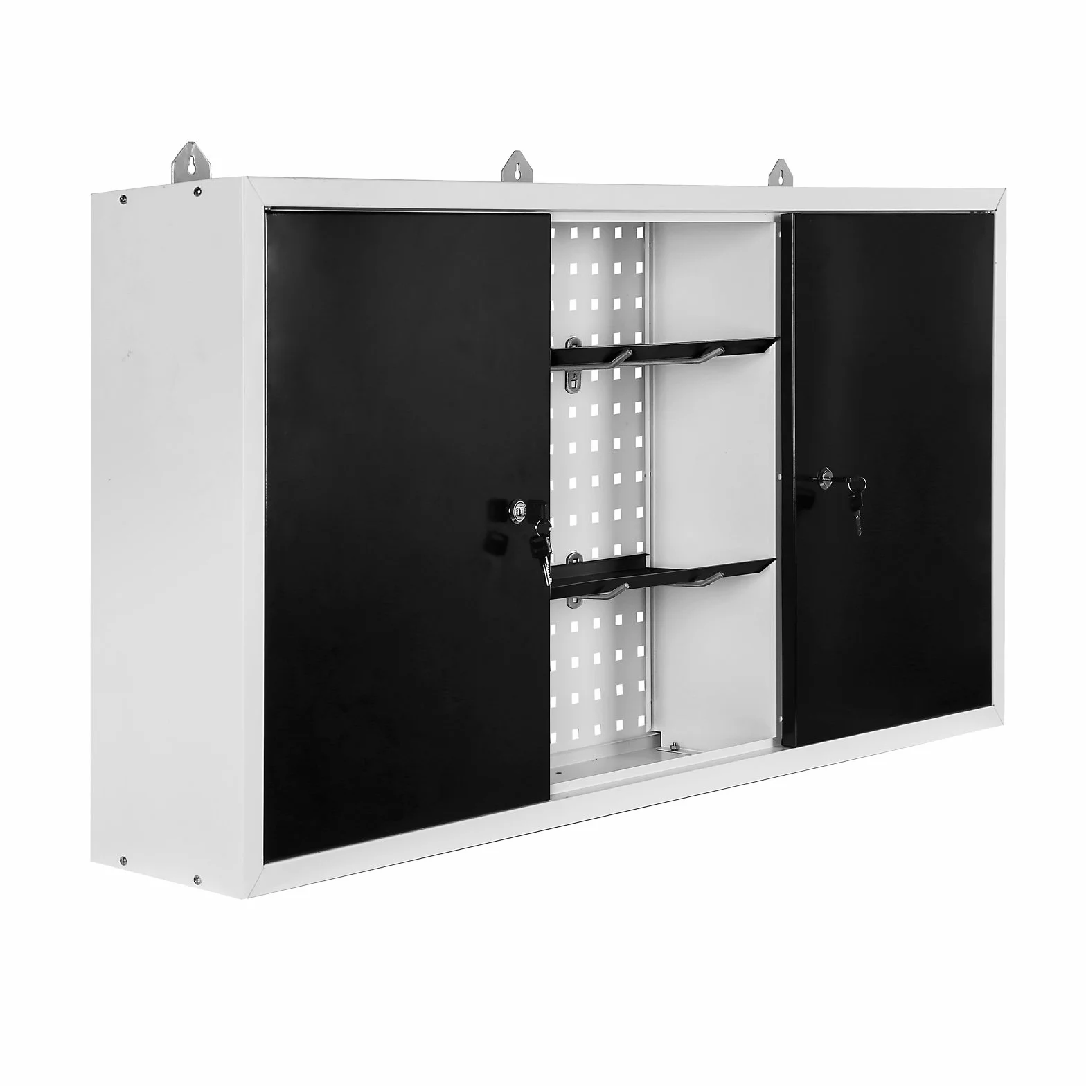 Wiltec Szafka narzędziowa wisząca 60x120x19 cm zamykana z perforacją, stalowa szafka warsztatowa, meble warsztatowe idealne do garażu i warsztatu