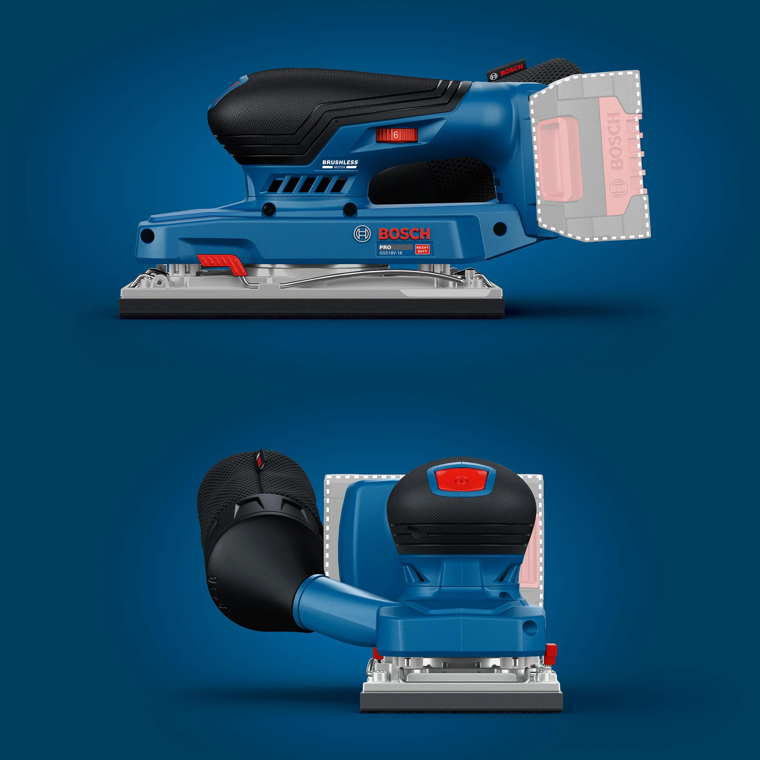 Bosch PRO 18V System Akumulatorowa szlifierka oscylacyjna GSS18V-18 (worek na pył, dziurkacz, walizka L-BOXX 162)