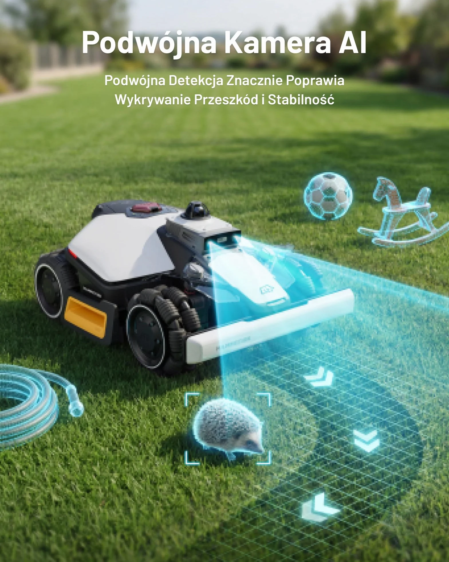 MAMMOTION LUBA mini 2 AWD 1500 Robot Koszący bez Przewodu Obwodowego LiDAR 360° Podwójna Kamera AI Vision Podwójne Tarcze Tnące Auto Regulacja Wysokości Nachylenie 80%