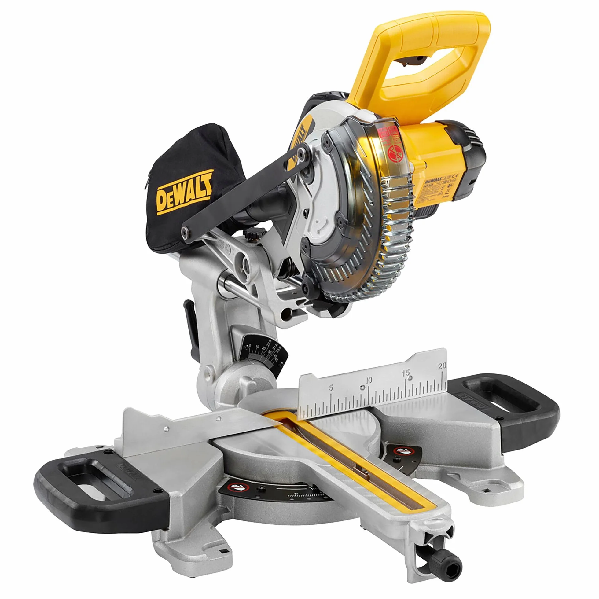 DEWALT DCS365N-XJ XR 184 mm piła ukośna z jednostką XPS, 590 W, 18 V, żółta