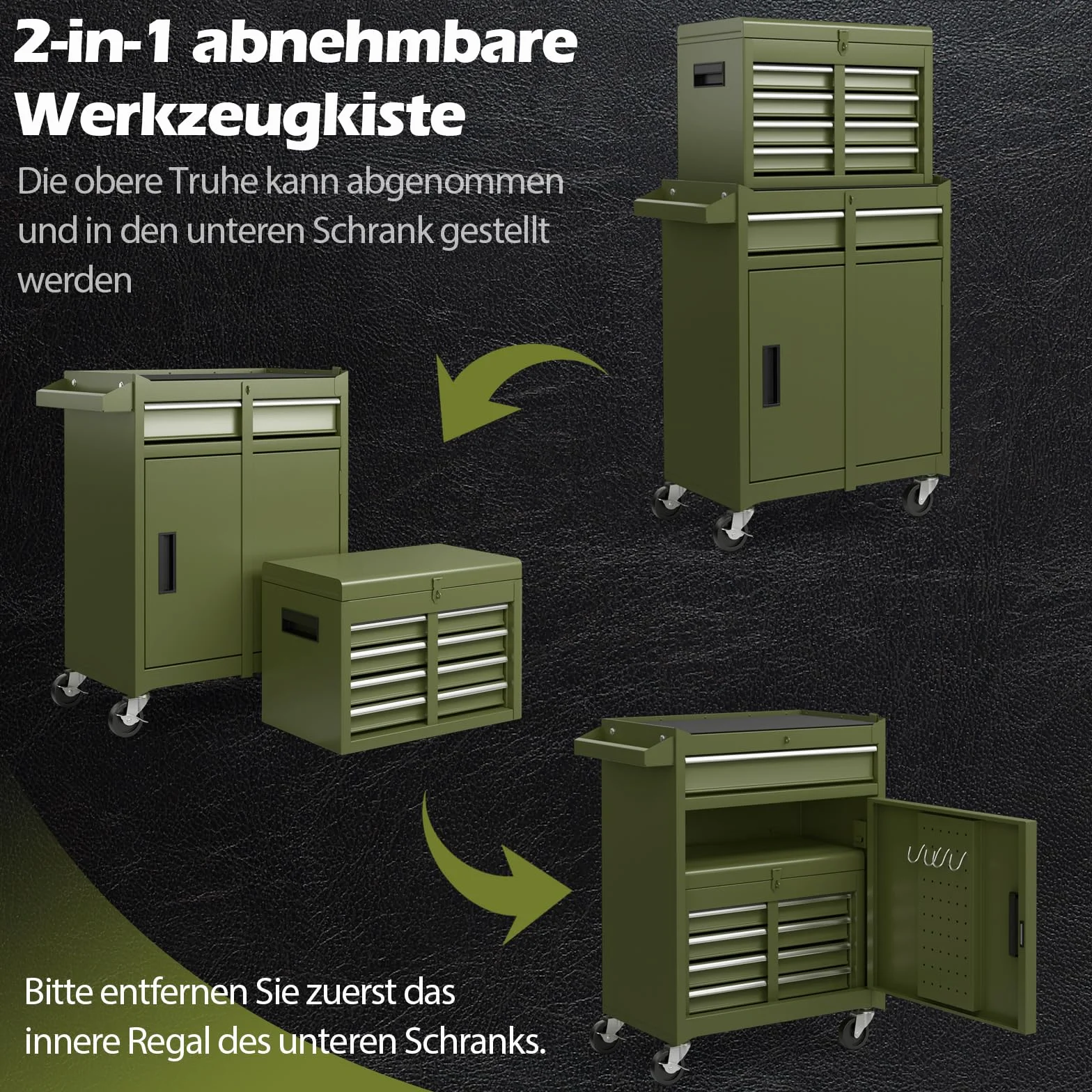 COSTWAY Wózek warsztatowy 2 w 1 z walizką i 8 półkami, metalowy, udźwig 100 kg, zamykany na kółkach