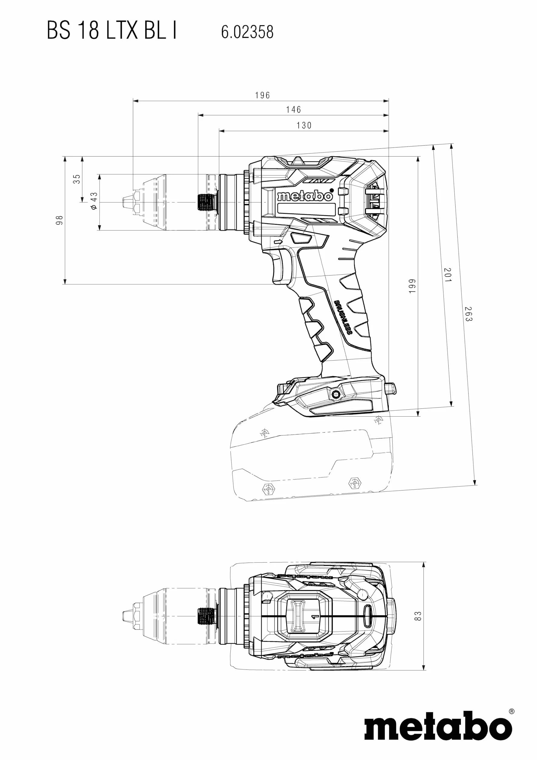 metabo metabo BS 18 LTX BL I 602358850 18 V akumulatorowa wiertarko-wkrętarka bez baterii