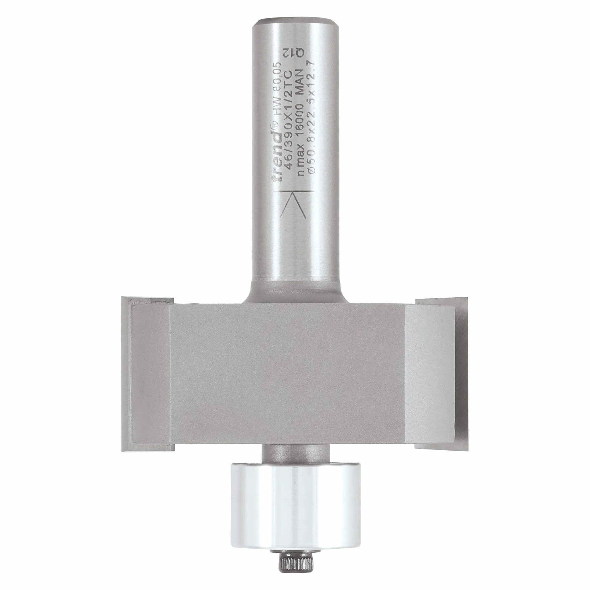 Trend Profesjonalny duży frez do wręgów z prowadzeniem, trzpień 1/2 cala, średnica cięcia 50,8 mm, długość cięcia 22,5 mm, węglik spiekany (TCT), 46/390X1/2TC